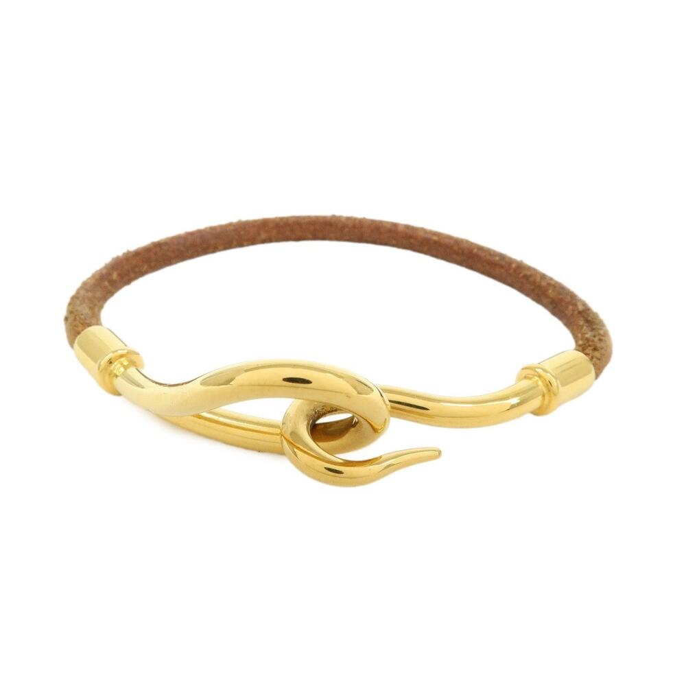 Hermes Jumbo Hook Leather Bracelet Brown